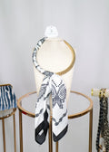 Gold Beaded Scarf Necklace - Black/White