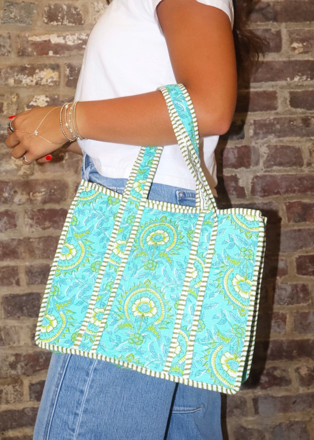 Mini Quilted Bag - Turquoise/Green