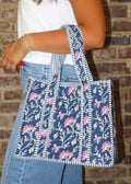 Mini Quilted Bag - Navy/Pink