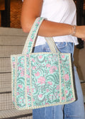 Mini Quilted Bag - Mint Green/Pink