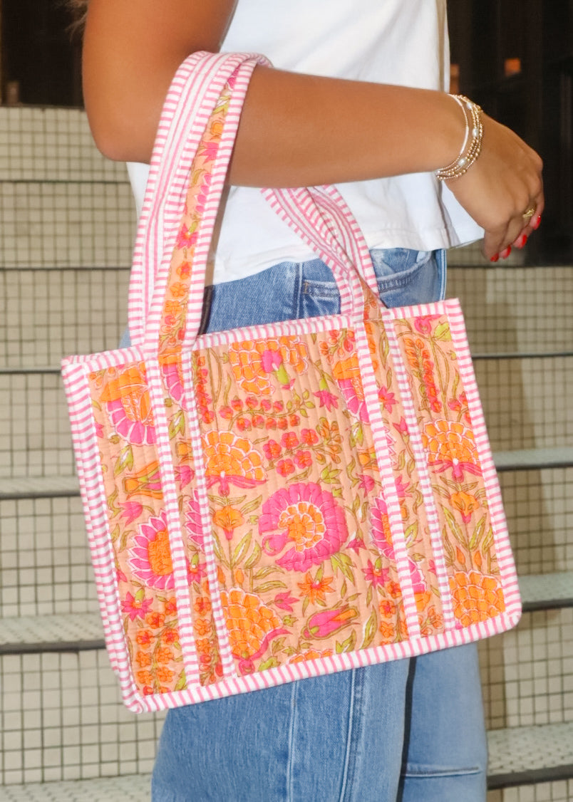 Mini Quilted Bag - Orange/Pink