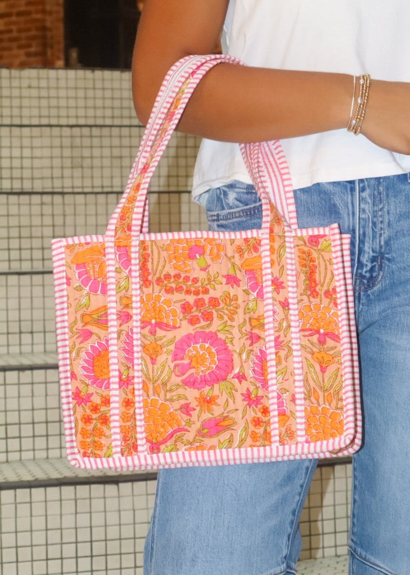 Mini Quilted Bag - Orange/Pink