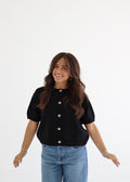 Cali - Short Sleeve Cardigan - Black
