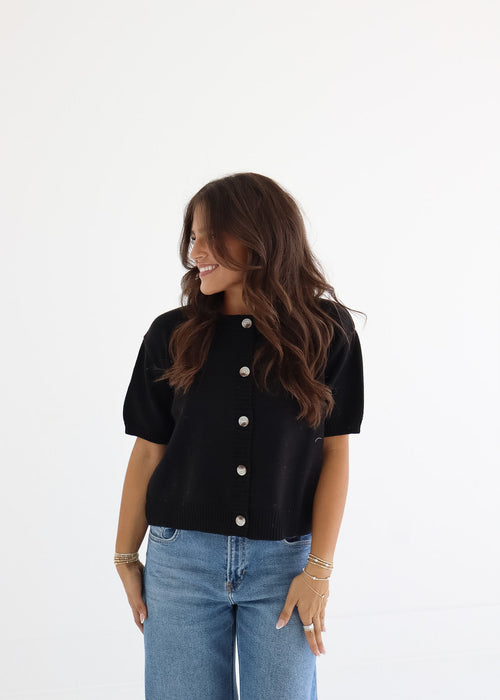 Cali - Short Sleeve Cardigan - Black