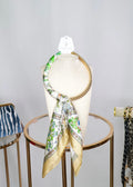 Gold Beaded Scarf Necklace - Bright Green/Tan