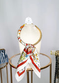 Gold Beaded Scarf Necklace - Red/White