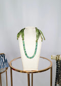 Beaded Necklace with Scarf Back - Green
