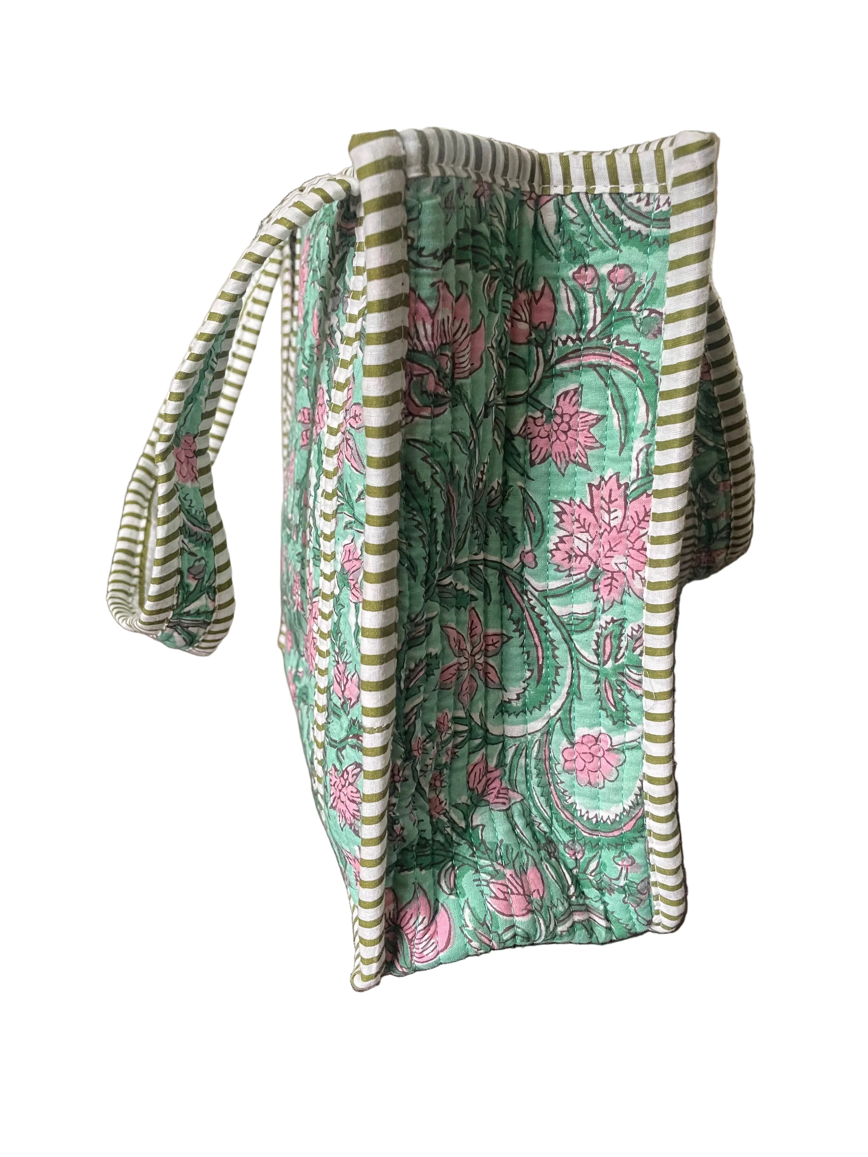 Mini Quilted Bag - Mint Green/Pink