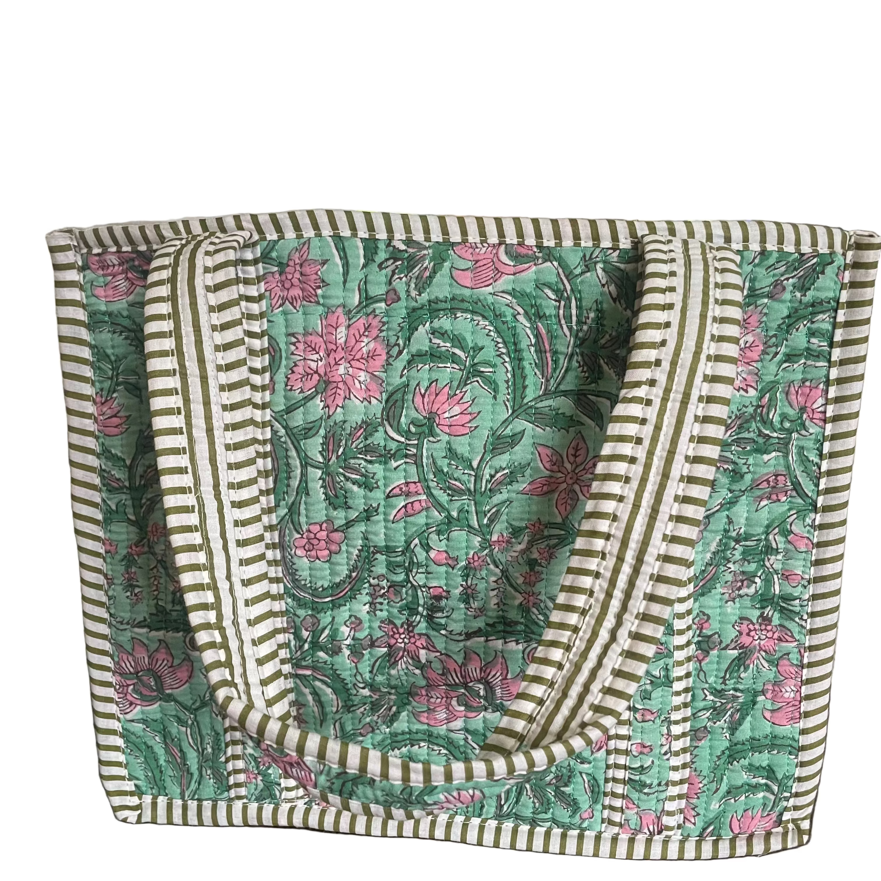 Mini Quilted Bag - Mint Green/Pink