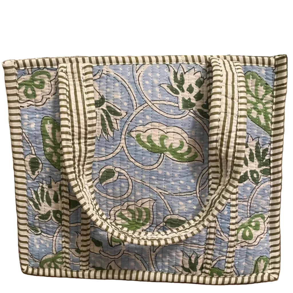 Mini Quilted Bag - Sky Blue/Green