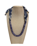 Beaded Necklace with Scarf Back - Blue