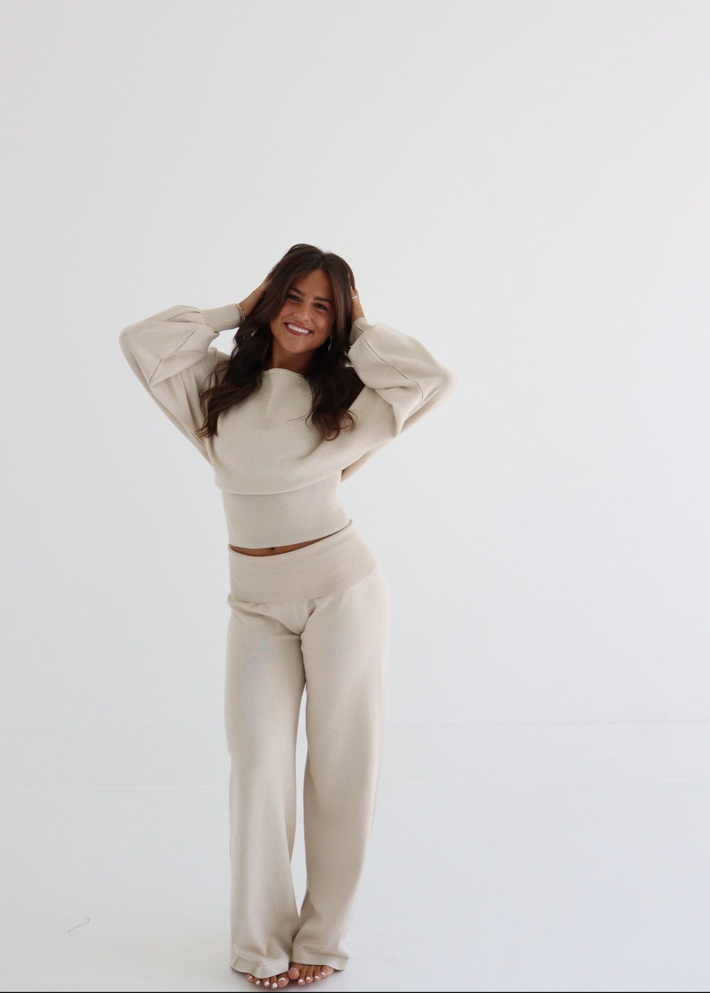 Sonya - Sweater Pants & Top Set - Cream