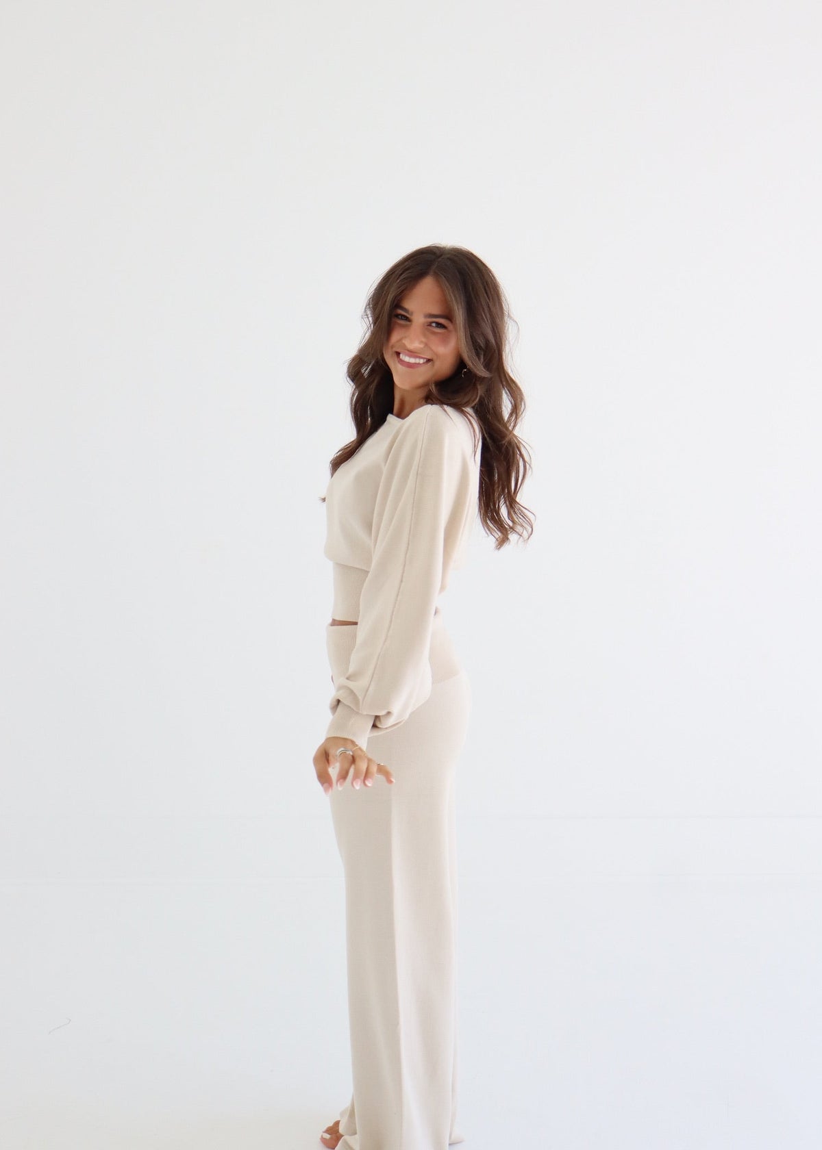Sonya - Sweater Pants & Top Set - Cream