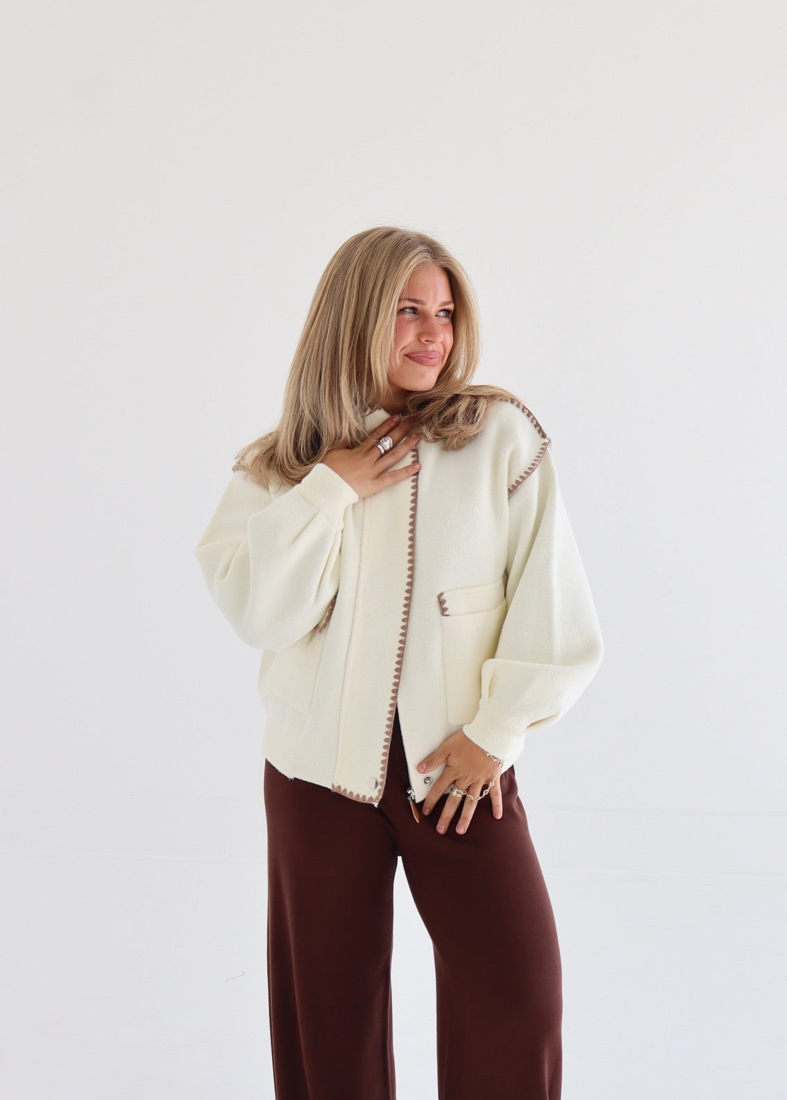 Jenna - Jacket - Ivory/Mocha