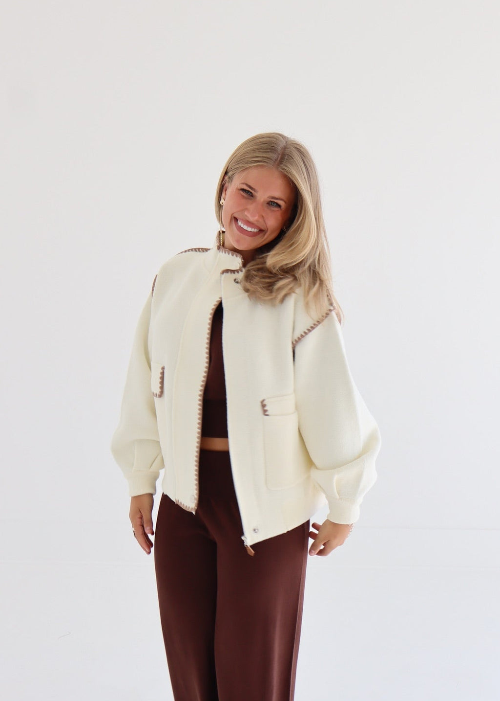 Jenna - Jacket - Ivory/Mocha