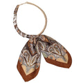 Gold Beaded Scarf Necklace - Brown/Neutral