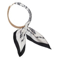Gold Beaded Scarf Necklace - Black/White
