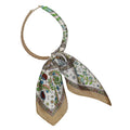 Gold Beaded Scarf Necklace - Bright Green/Tan