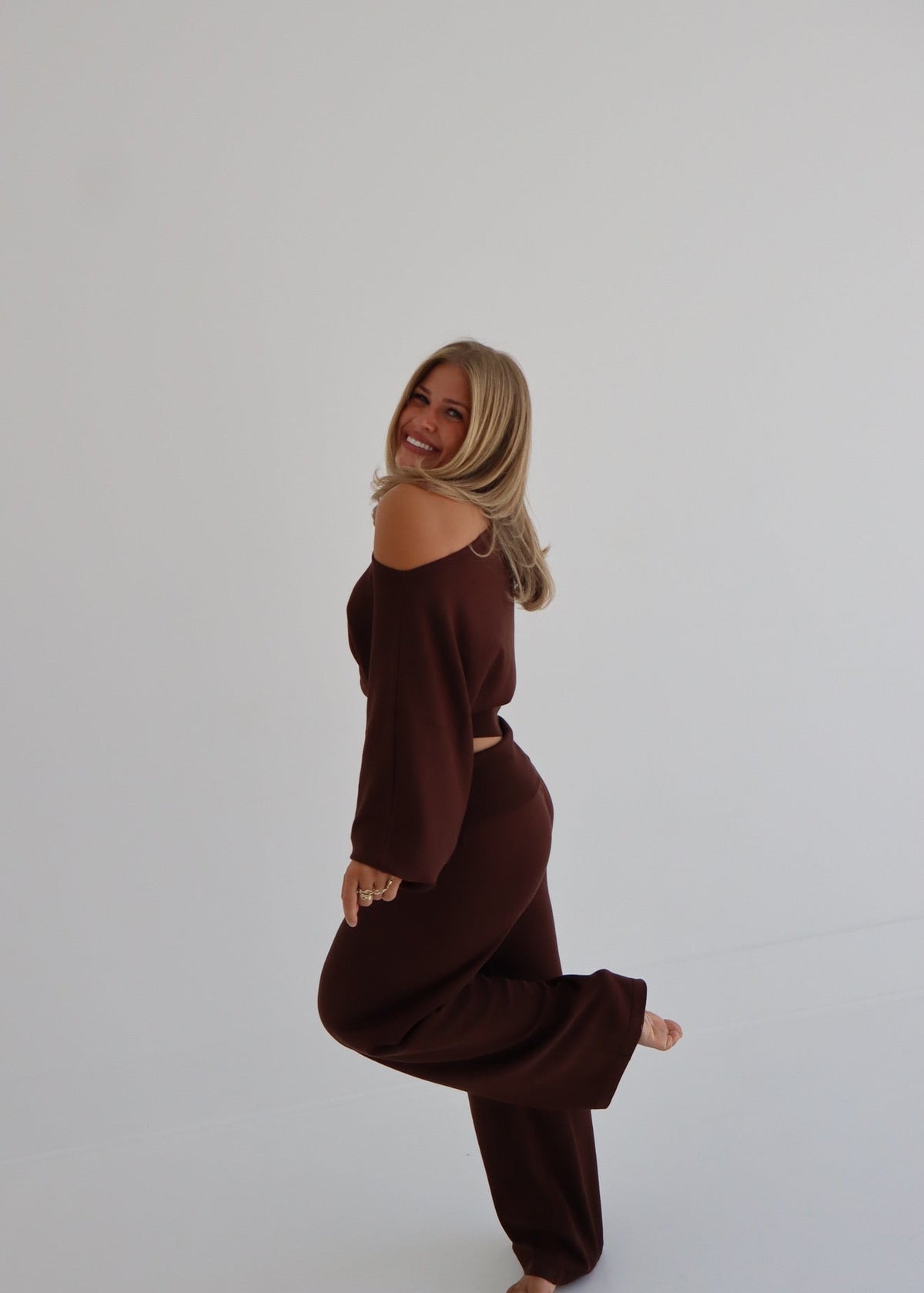 Sonya - Sweater Pants & Top Set - Brown
