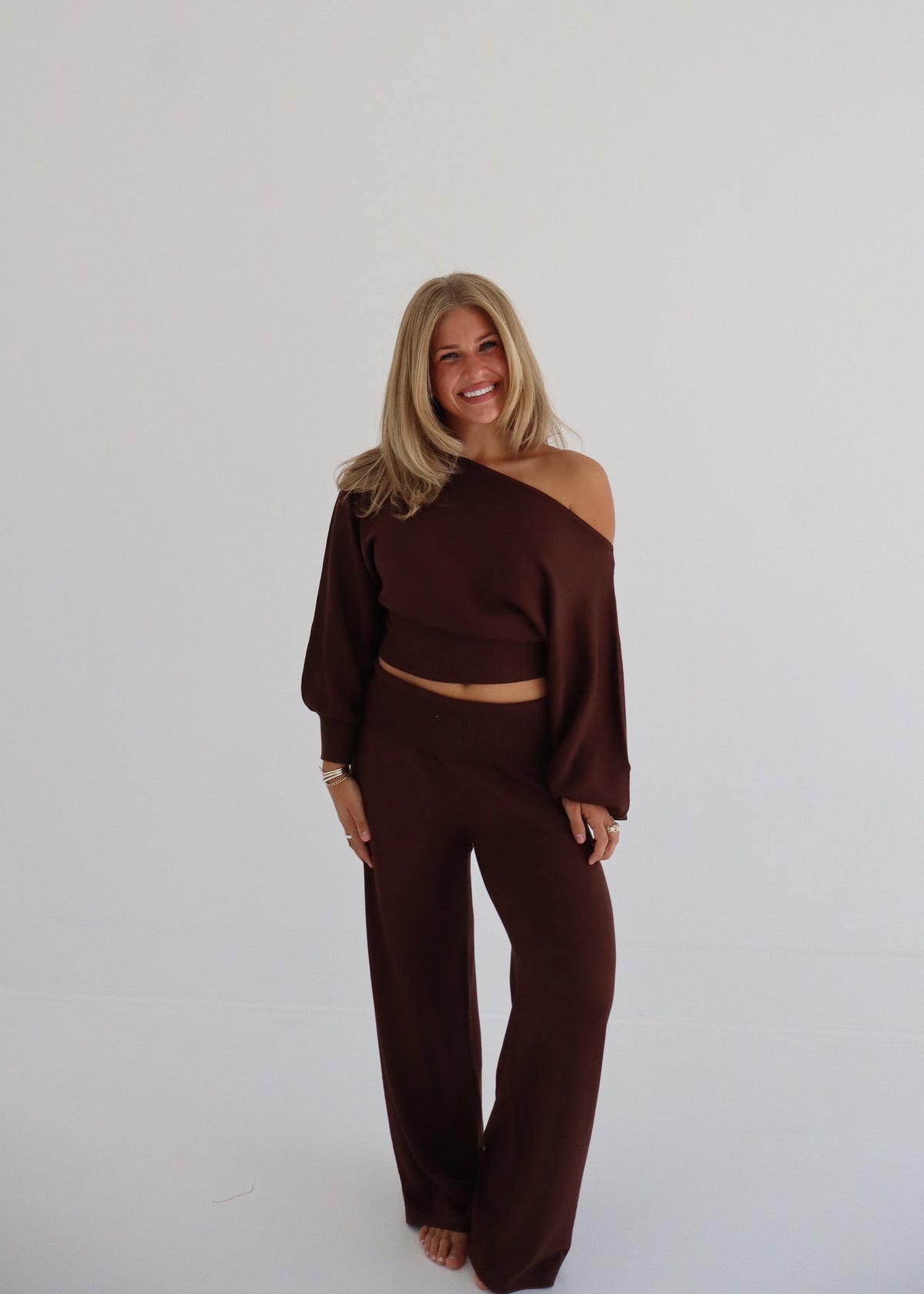 Sonya - Sweater Pants & Top Set - Brown