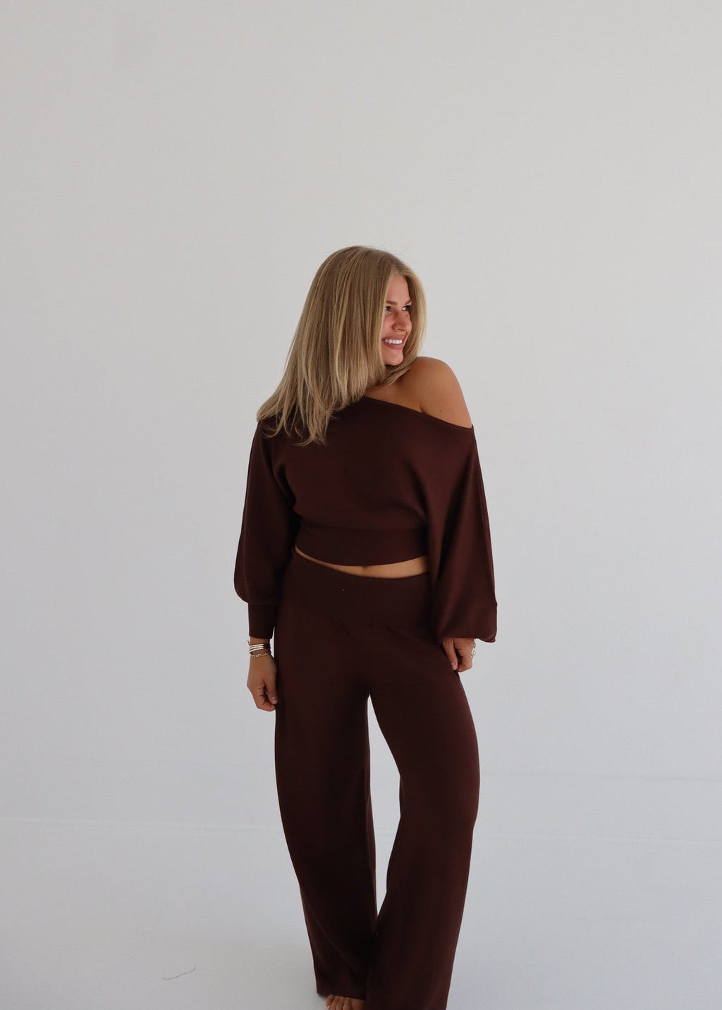 Sonya - Sweater Pants & Top Set - Brown