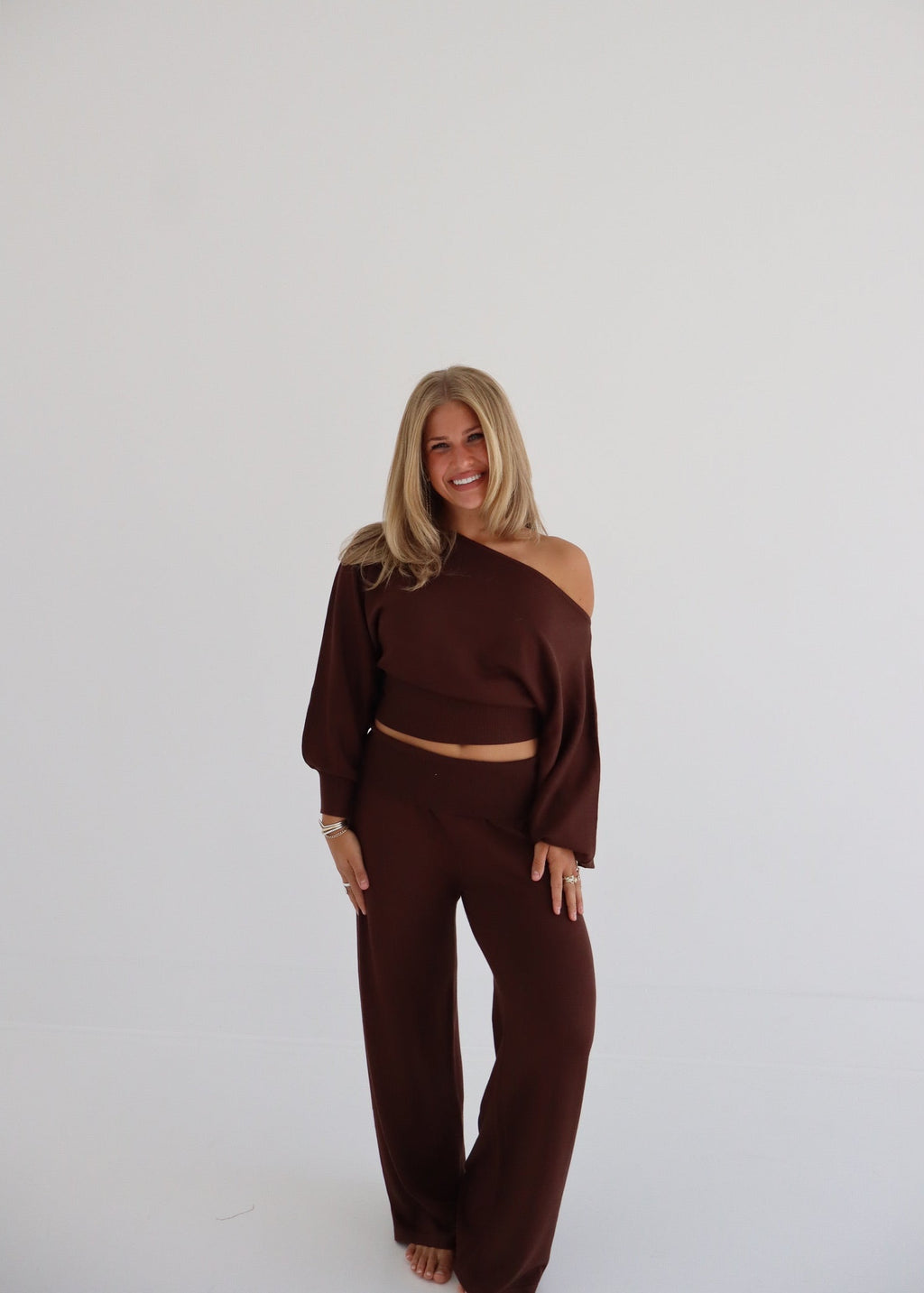 Sonya - Sweater Pants & Top Set - Brown