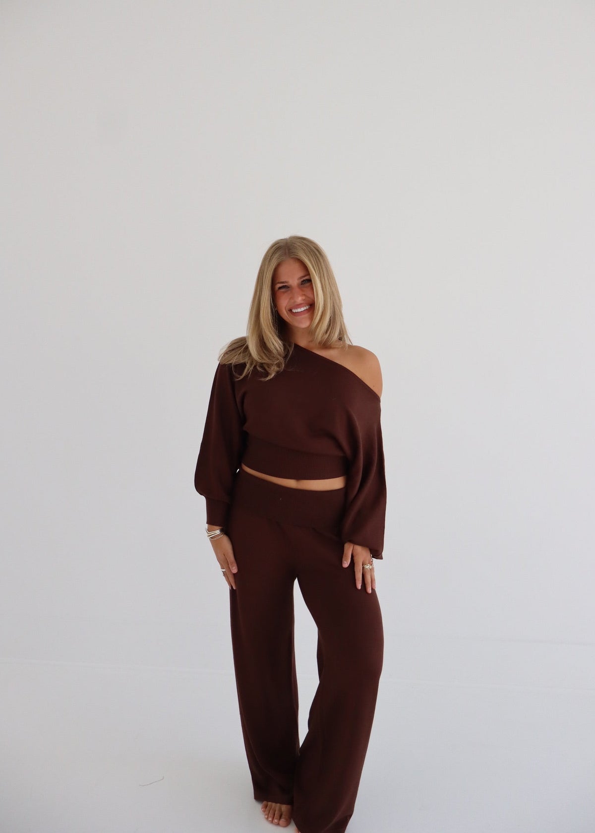 Sonya - Sweater Pants & Top Set - Brown