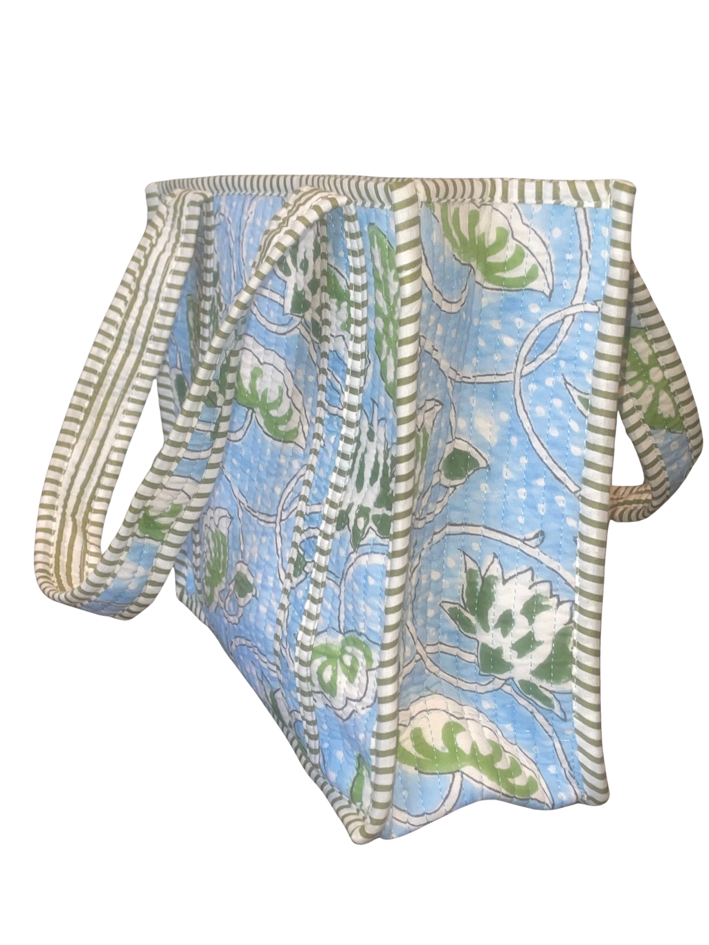 Mini Quilted Bag - Sky Blue/Green
