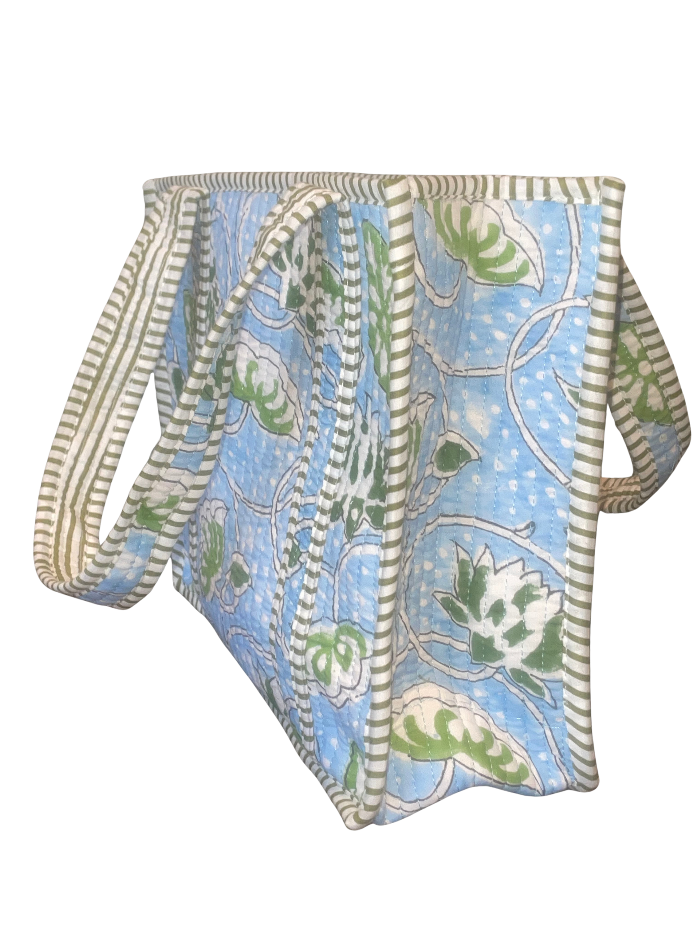 Mini Quilted Bag - Sky Blue/Green