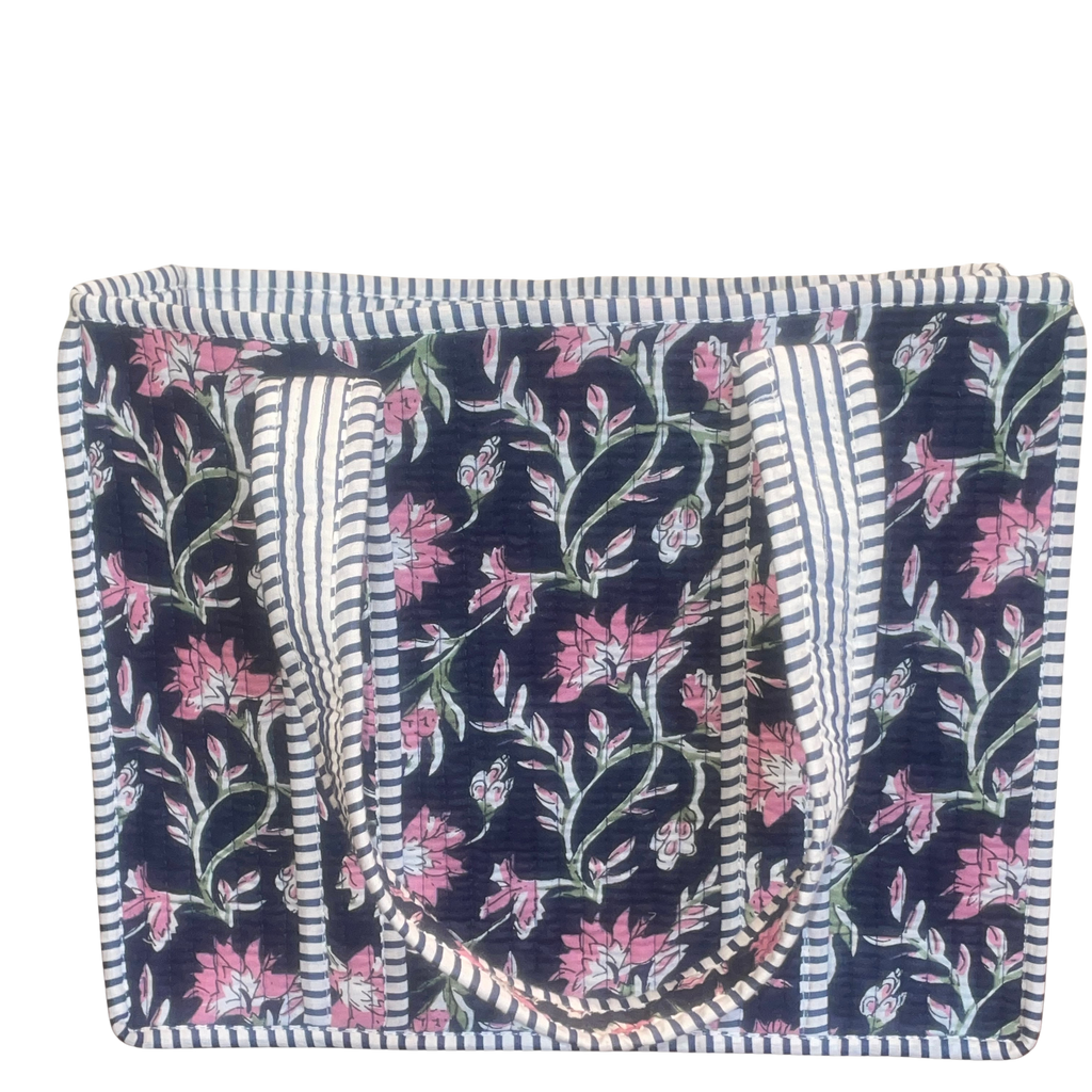 Mini Quilted Bag - Navy/Pink