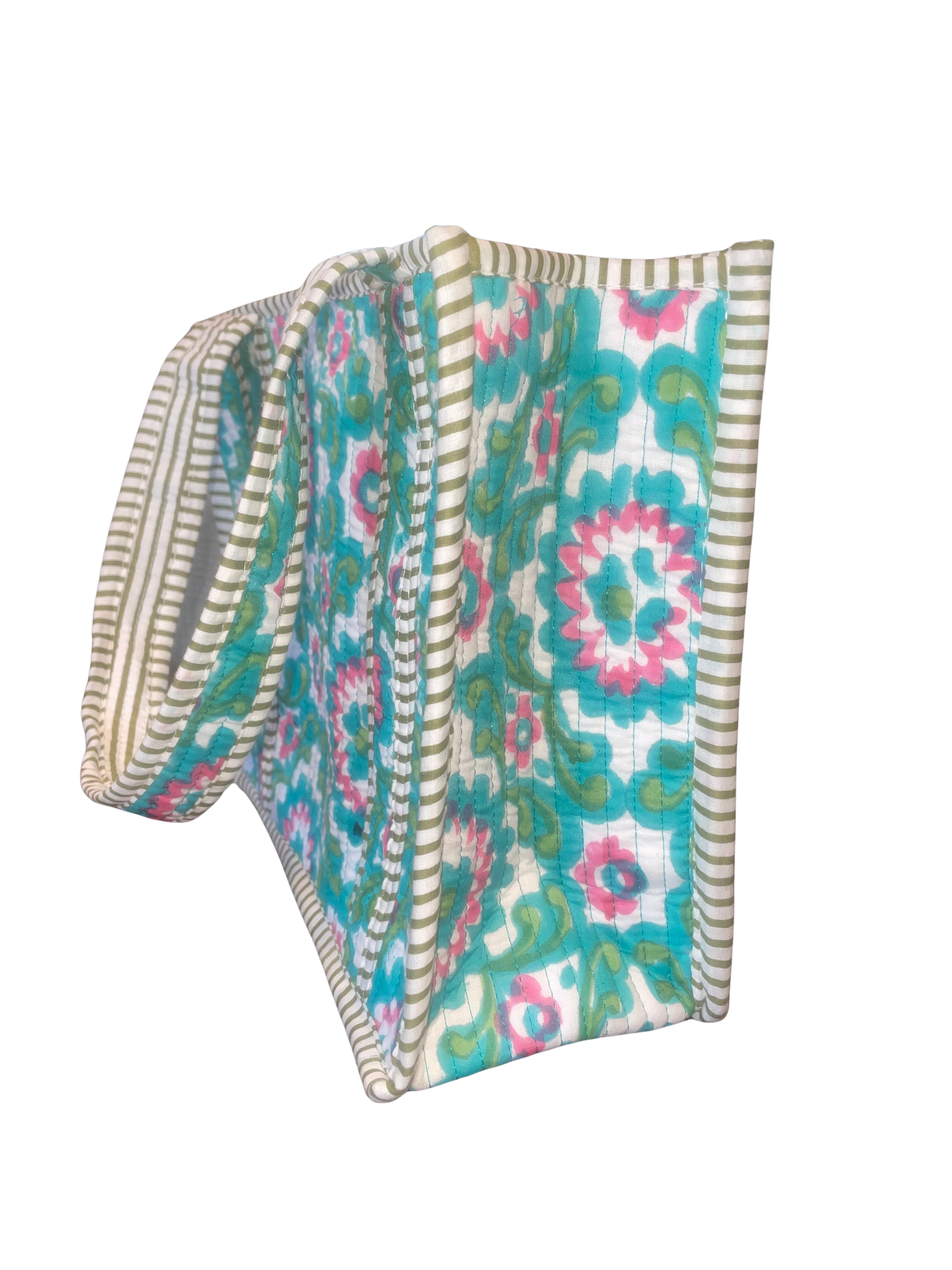 Mini Quilted Bag - Teal/Pink